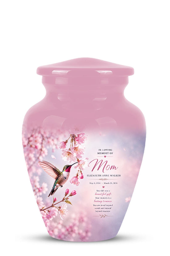 Personalized Hummingbird Memorial Urn for Mom - Keepsake Cremation Ashes Tribute