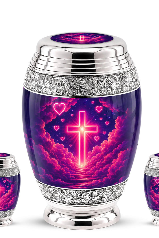 Personalized Christian Cross Cremation Urn, Catholic Memorial Keepsake (200 Cubic Hold)