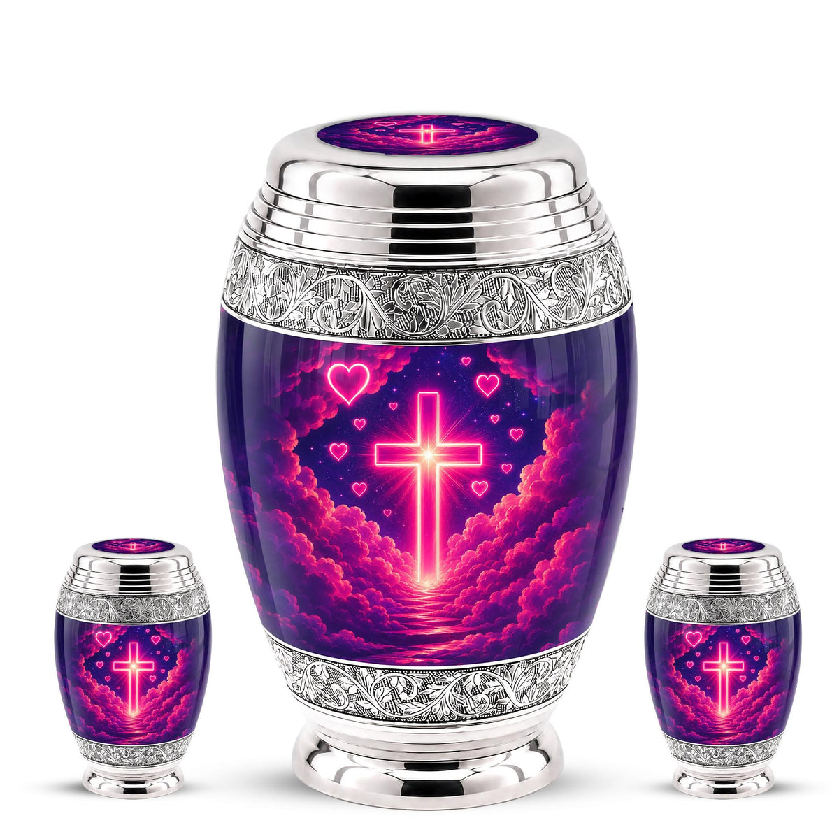 Personalized Christian Cross Cremation Urn, Catholic Memorial Keepsake (200 Cubic Hold)