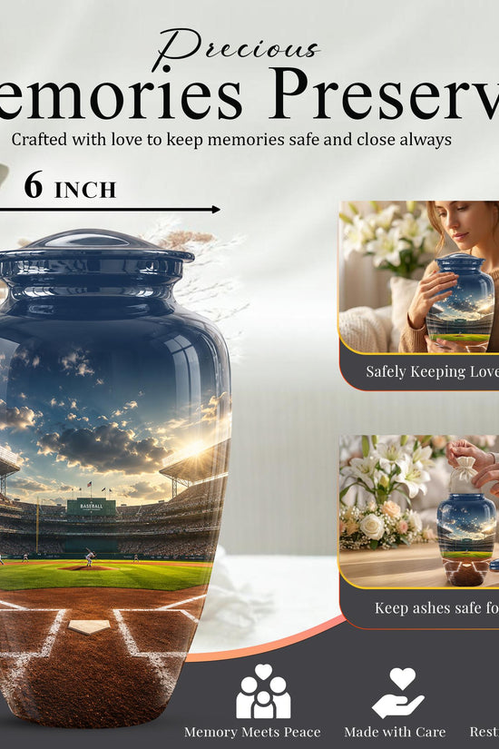 Baseball Stadium Cremation Urn for Ashes - Baseball Field Memorial Urn