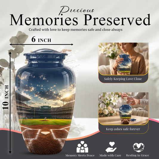 Baseball Stadium Cremation Urn for Ashes - Baseball Field Memorial Urn