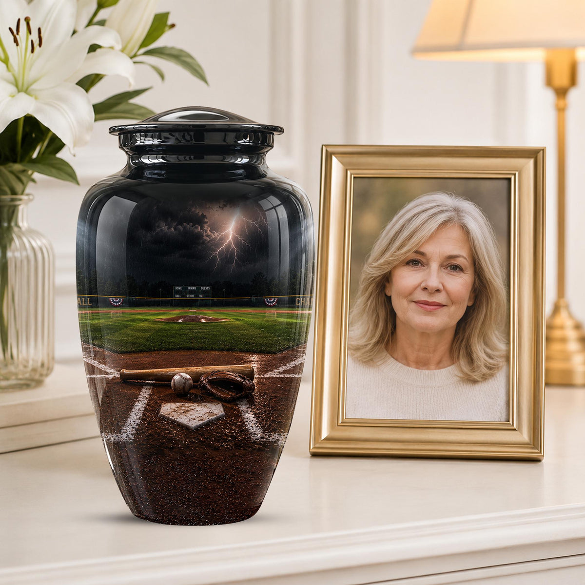 Personalized Baseball Cremation Urn - Adult Memorial Keepsake Urn