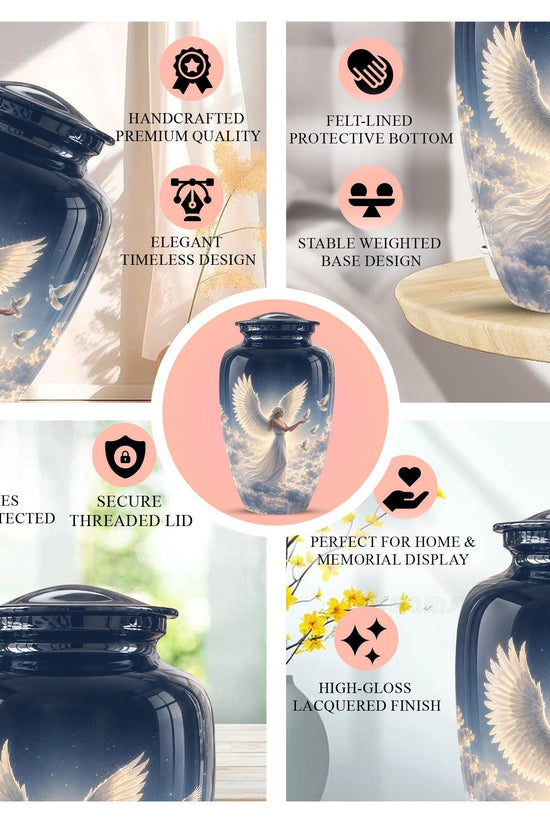 Personalized Angel Cremation Urn for Ashes - Female Angel Dove Memorial Urn