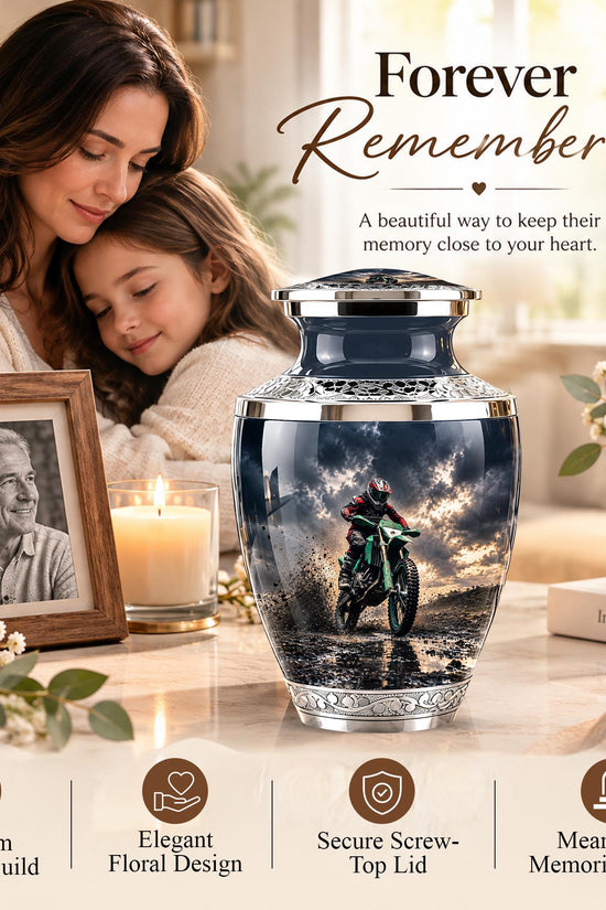 Motocross Dirt Bike Memorial Urn, Motorcycle Ashes Cremation Urn, Personalized Tribute