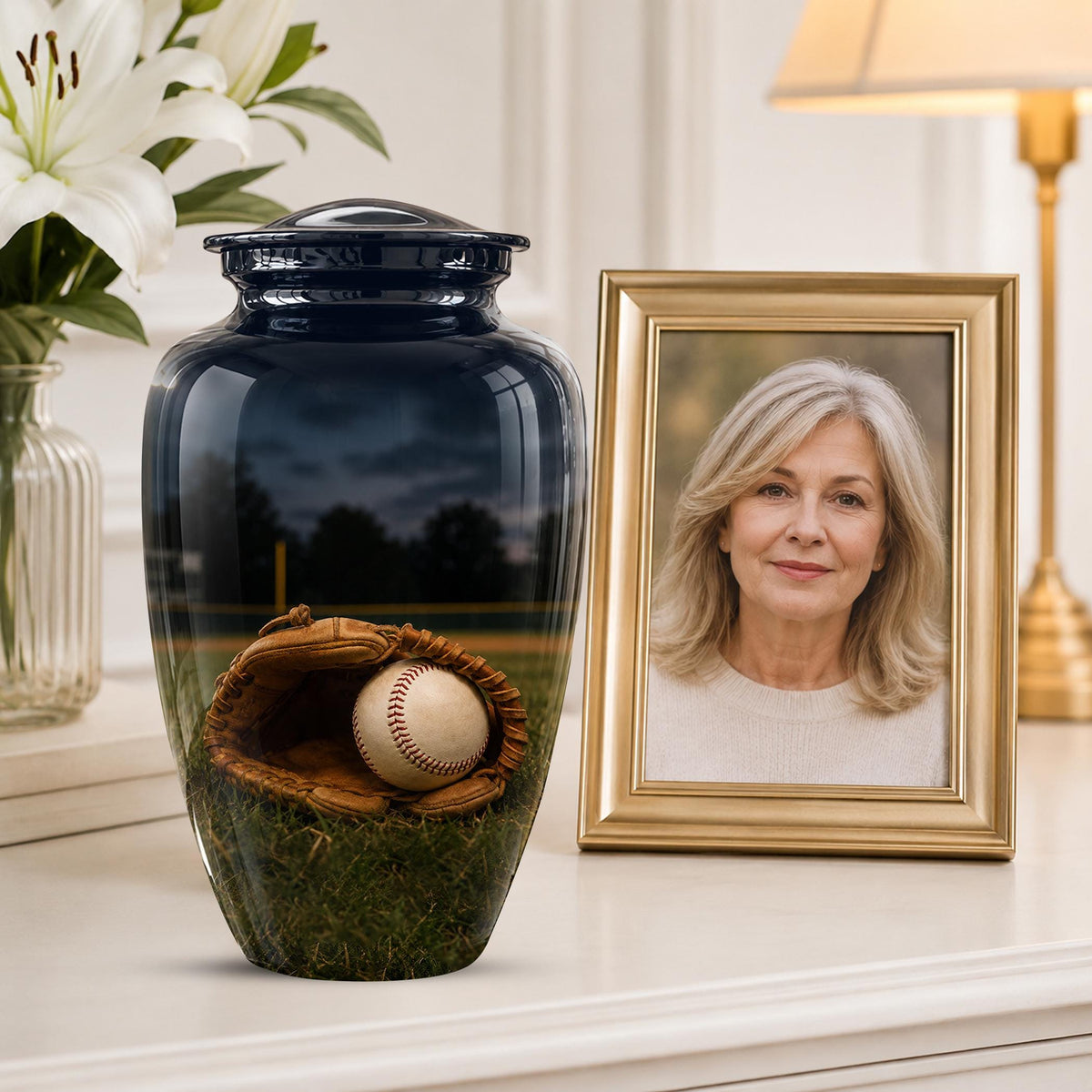 Baseball Cremation Urn for Ashes - Baseball Glove and Ball Memorial Urn