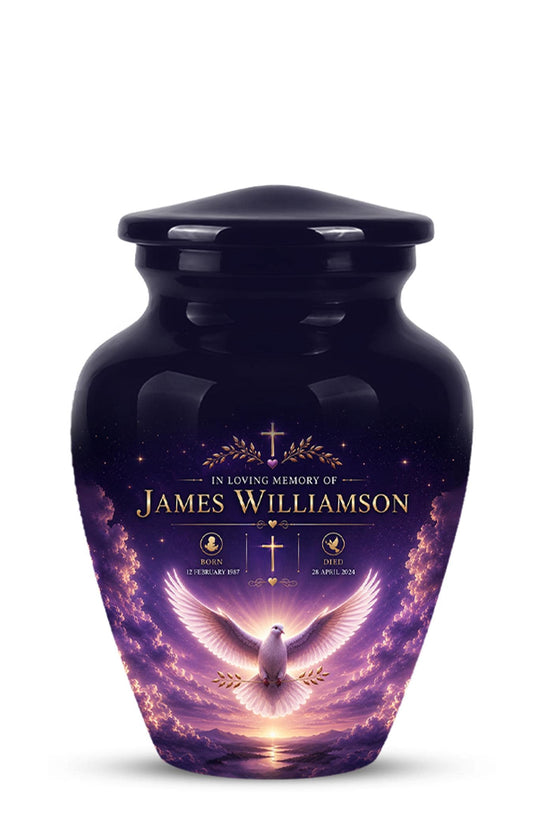 Personalized Purple Dove Cremation Urn - Peaceful Memorial Tribute (Adult)