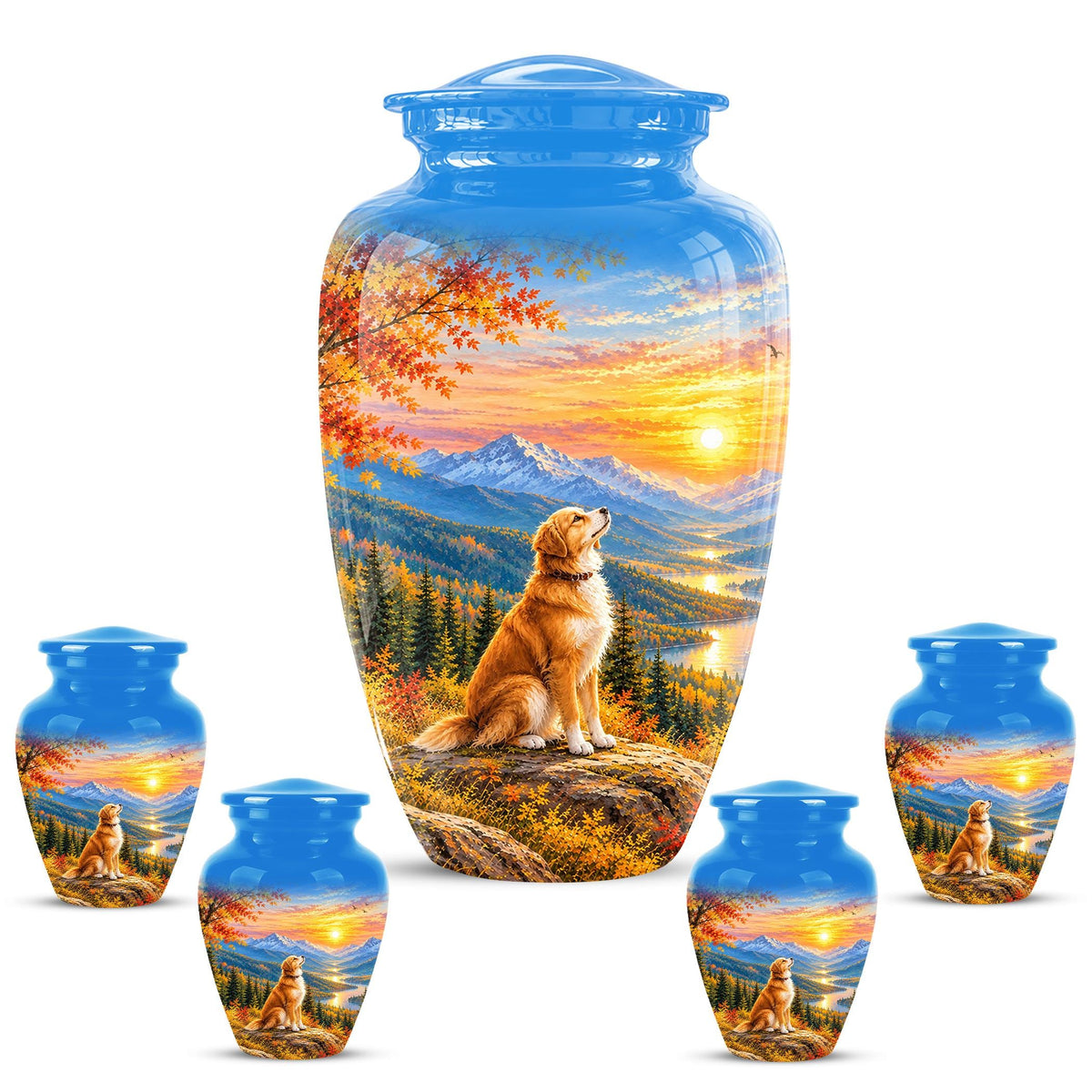 Personalized Golden Retriever Cremation Urn for Ashes, Mountain Dog Memorial Urn, Golden Retriever Tribute Urn - Nature Pet Memorial (200 Cubic)