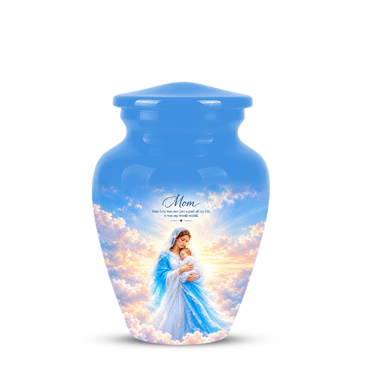 Personalized Mother Mary Cremation Urn, Catholic Memorial Ashes (200 Cubic)