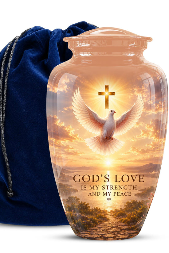 Personalized Christian Cremation Urn, Cross Dove Memorial Urn - Religious Sympathy Keepsake