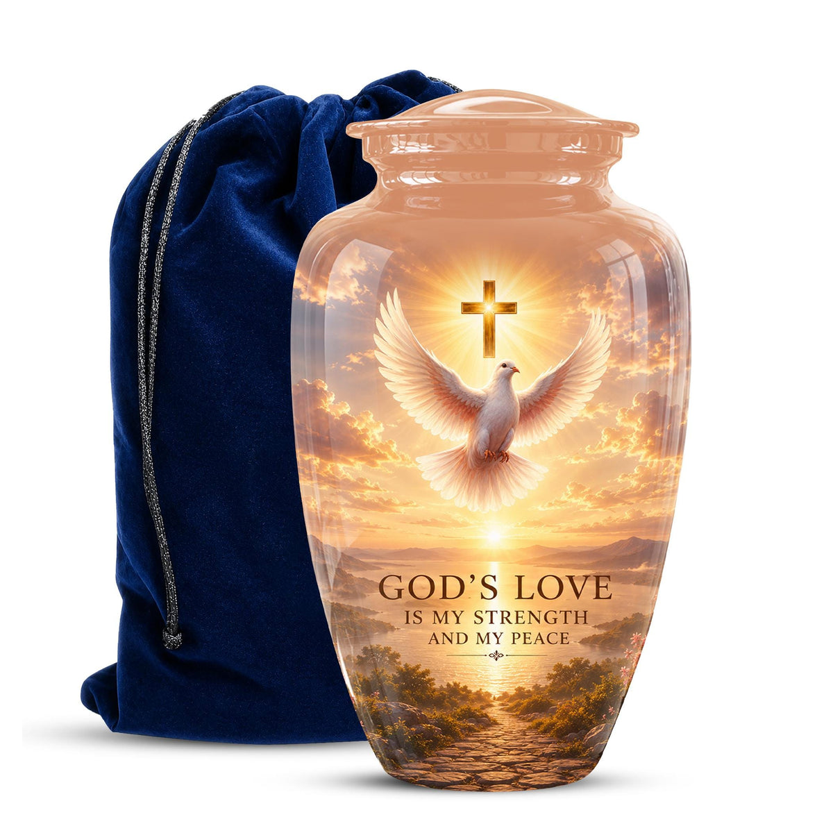 Personalized Christian Cremation Urn, Cross Dove Memorial Urn - Religious Sympathy Keepsake
