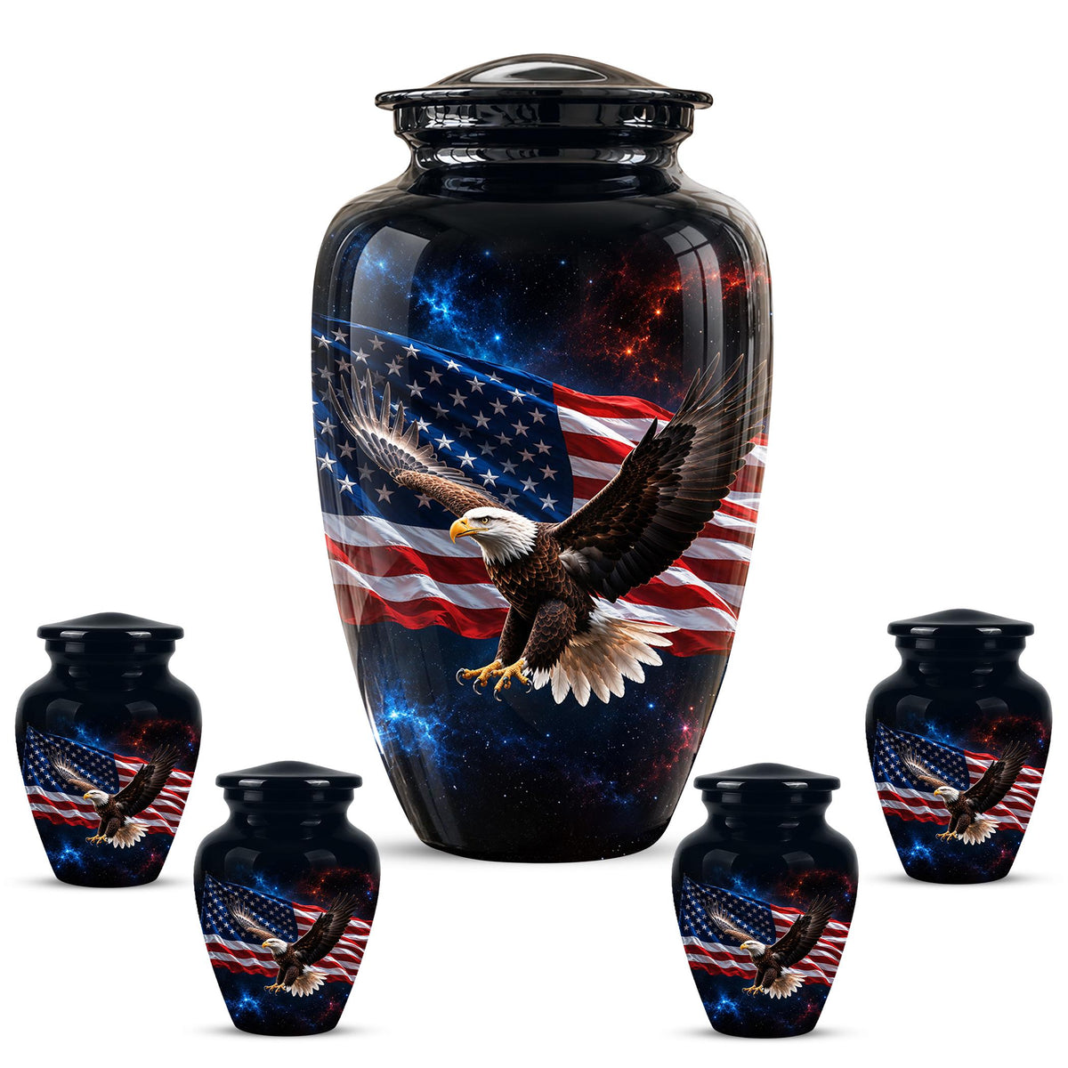 American Flag Eagle Cremation Urn for Ashes - Patriotic Bald Eagle Memorial Urn
