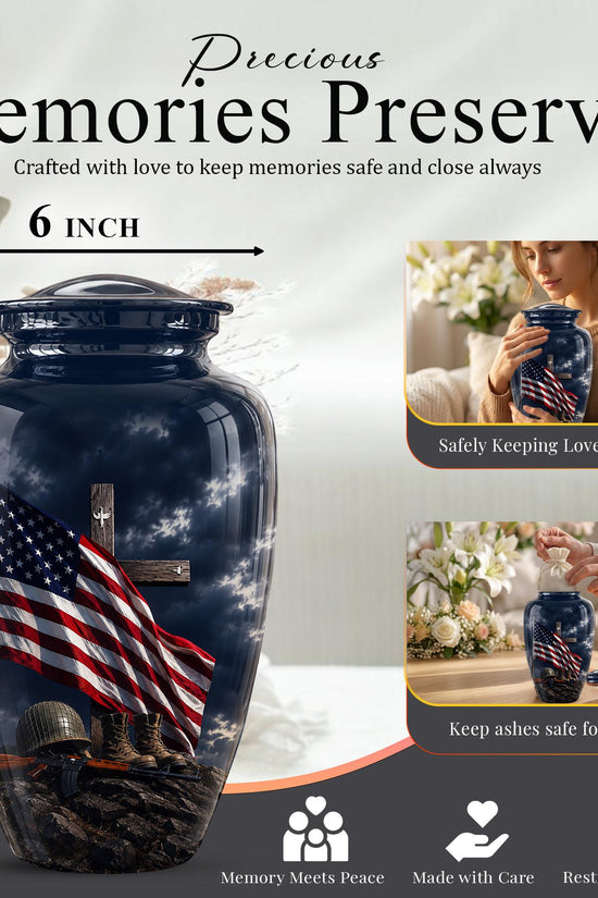 American Flag Military Urn ? Veteran Memorial Cremation Ashes Keepsake