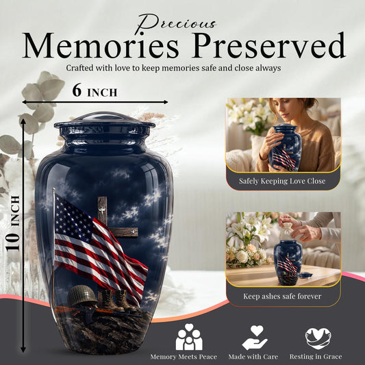 American Flag Military Urn ? Veteran Memorial Cremation Ashes Keepsake