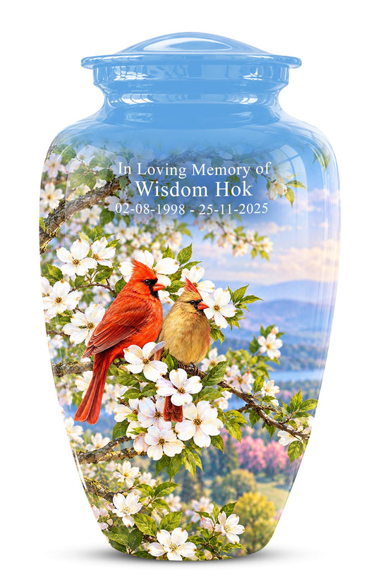 Personalized Cardinal Cremation Urn, Red Bird Memorial Keepsake (200 Cubic  Inch)