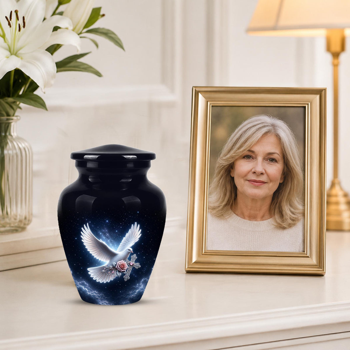 Cremation Urn for Human Ashes | Flying White Dove Memorial Urn - Personalized Adult Urns