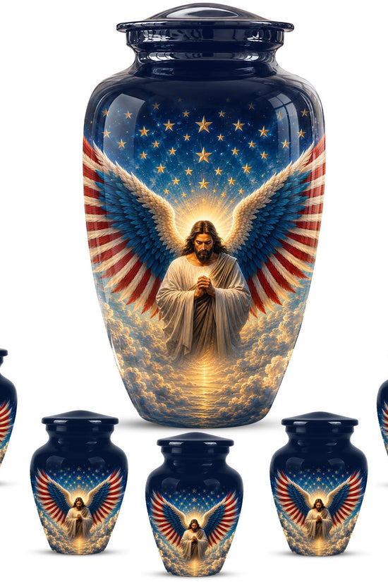 Personalized Christian Memorial Urn - Jesus Angel Wings Cremation Urn (200 Cubic)
