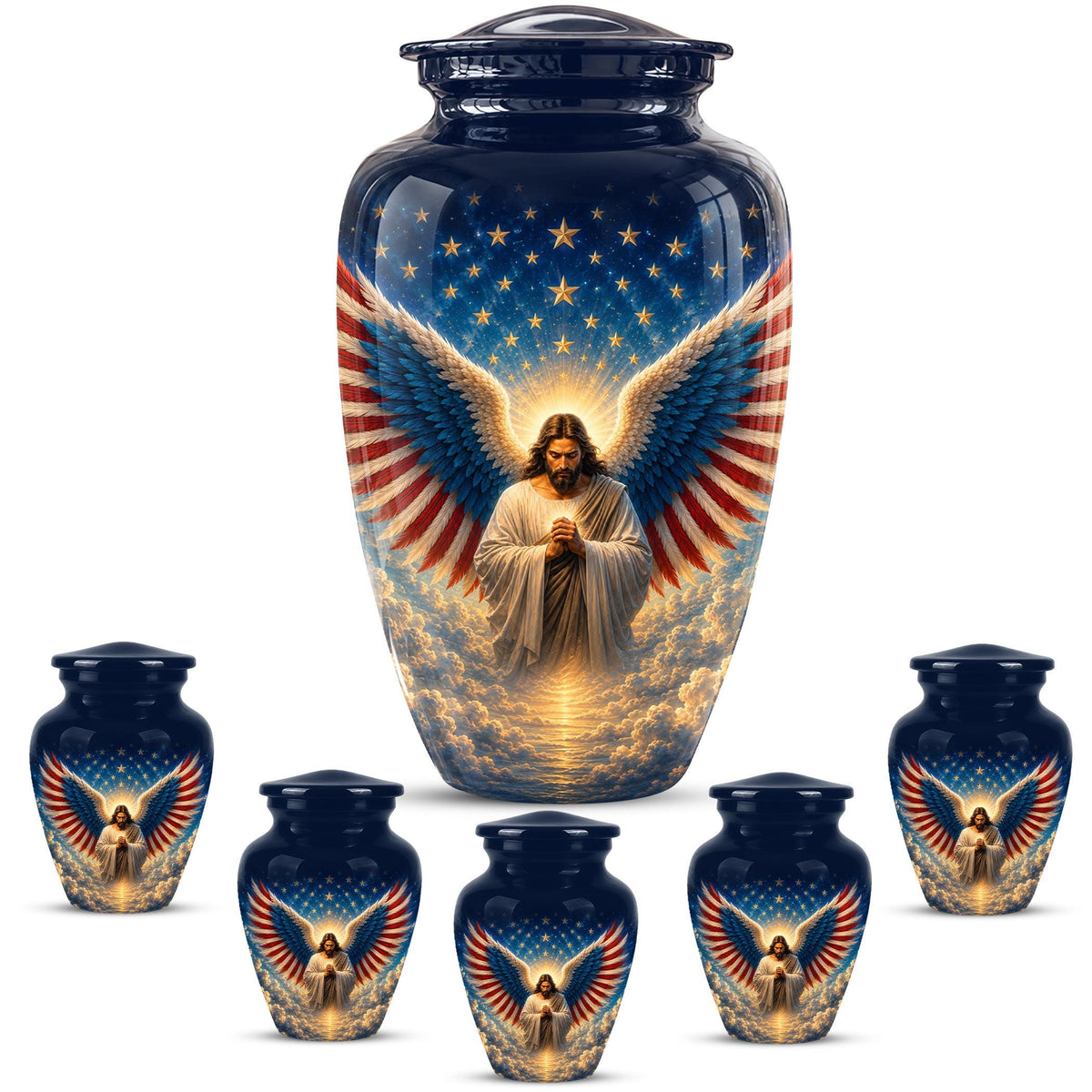 Personalized Christian Memorial Urn - Jesus Angel Wings Cremation Urn (200 Cubic)