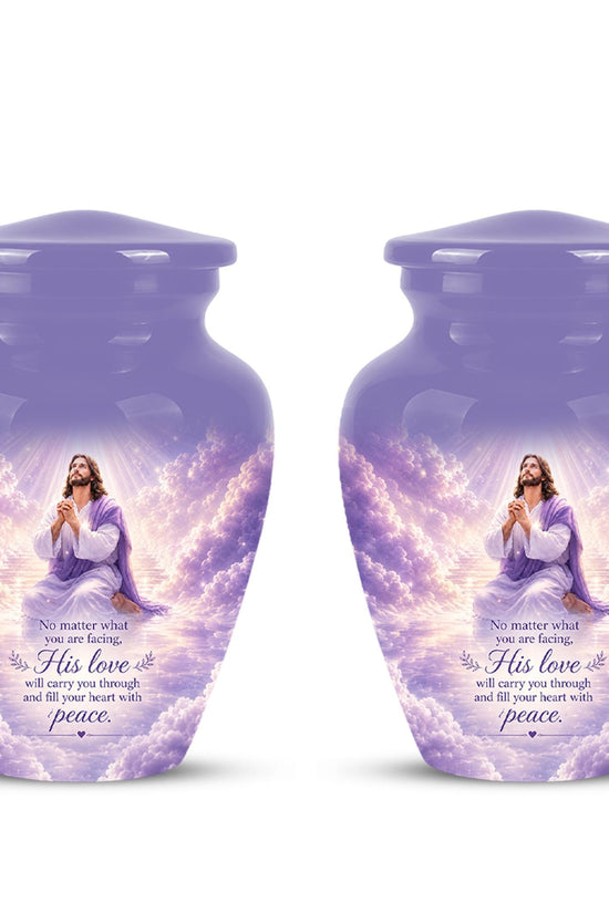 Christian Jesus Urn for Human Ashes, Memorial Keepsake, Religious Funeral Tribute
