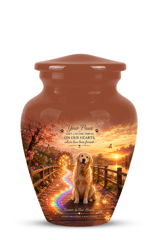 Personalized Dog Cremation Urn, Pet Memorial Urn - Keepsake Sunset Landscape Artwork