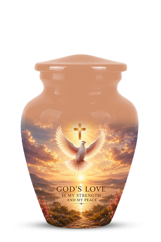Personalized Christian Cremation Urn, Cross Dove Memorial Urn - Religious Sympathy Keepsake
