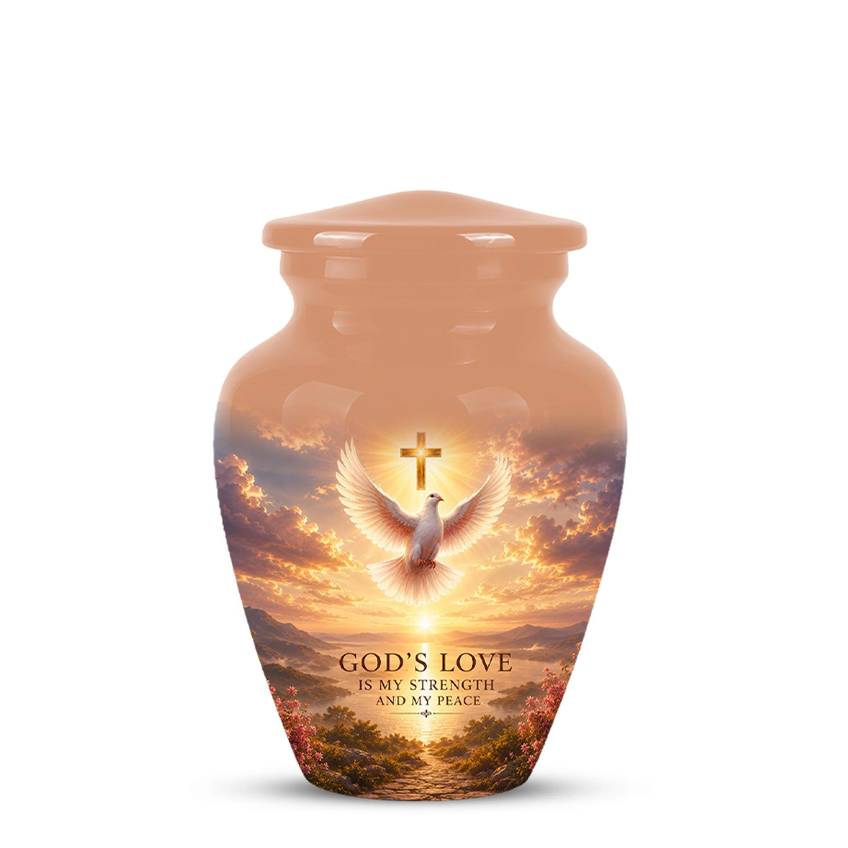 Personalized Christian Cremation Urn, Cross Dove Memorial Urn - Religious Sympathy Keepsake