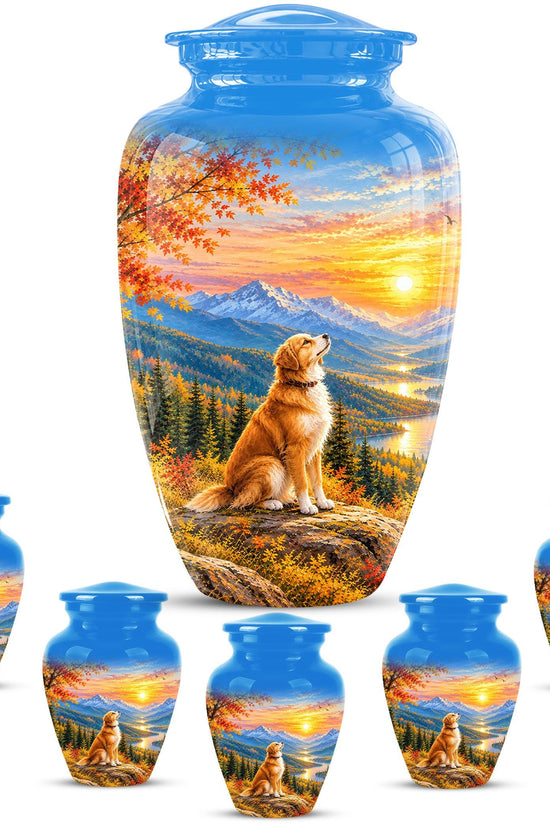 Personalized Golden Retriever Cremation Urn for Ashes, Mountain Dog Memorial Urn, Golden Retriever Tribute Urn - Nature Pet Memorial (200 Cubic)
