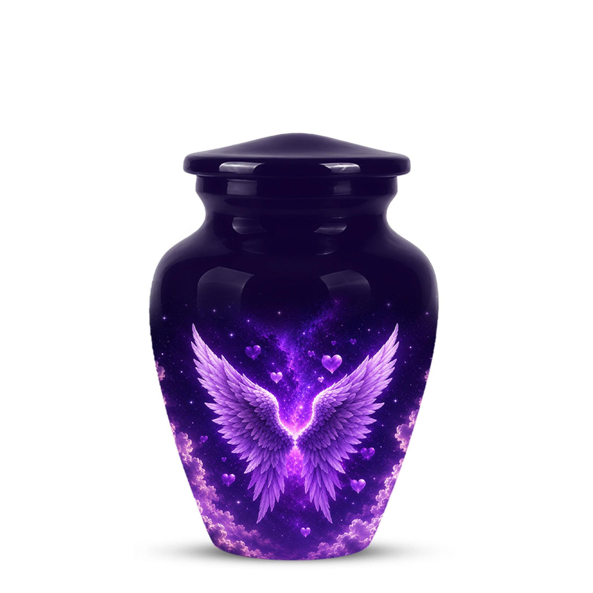 Personalized Purple Memorial Urn - Angel Wings Funeral Urn, Custom Tribute