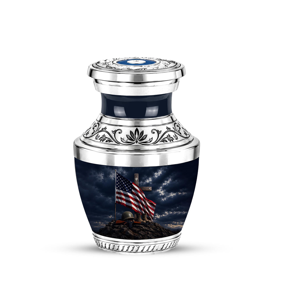 Military Cremation Urn, Patriotic Veteran Memorial Ashes, American Flag Tribute