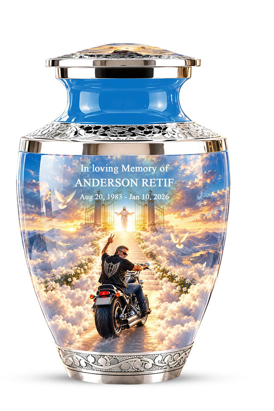 Personalized Motorcycle Memorial Urn, Biker Heaven Tribute, 200 Cubic  Inches