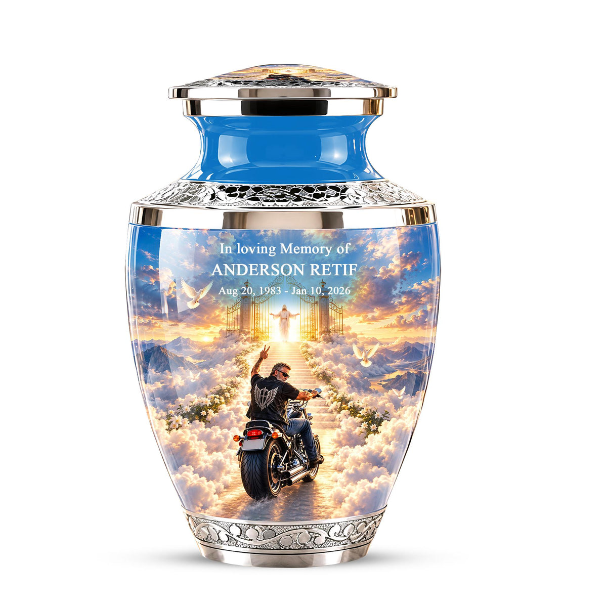 Personalized Motorcycle Memorial Urn, Biker Heaven Tribute, 200 Cubic  Inches