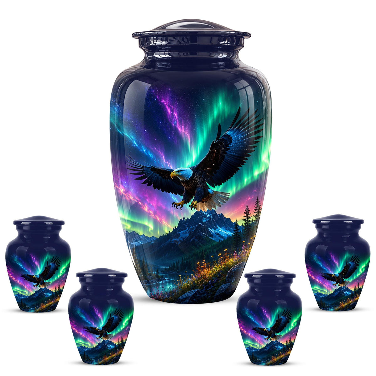 Eagle Cremation Urn for Ashes - Northern Lights Bald Eagle Memorial Urn
