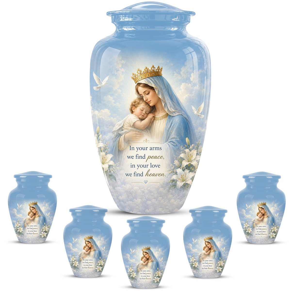 Angel Mom Cremation Urn - Blue Dove Memorial Ashes Container