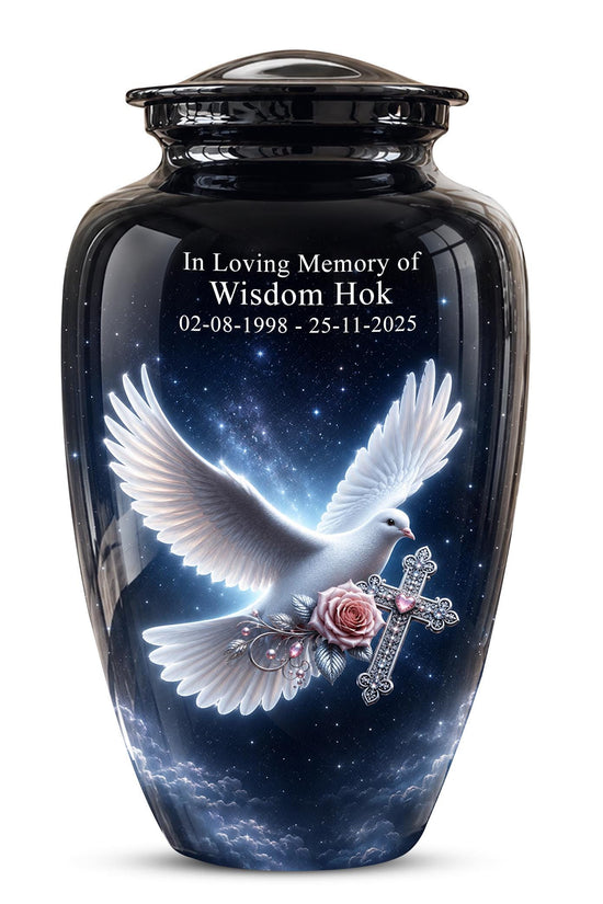 Cremation Urn for Human Ashes | Flying White Dove Memorial Urn - Personalized Adult Urns