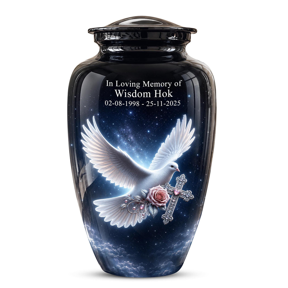 Cremation Urn for Human Ashes | Flying White Dove Memorial Urn - Personalized Adult Urns