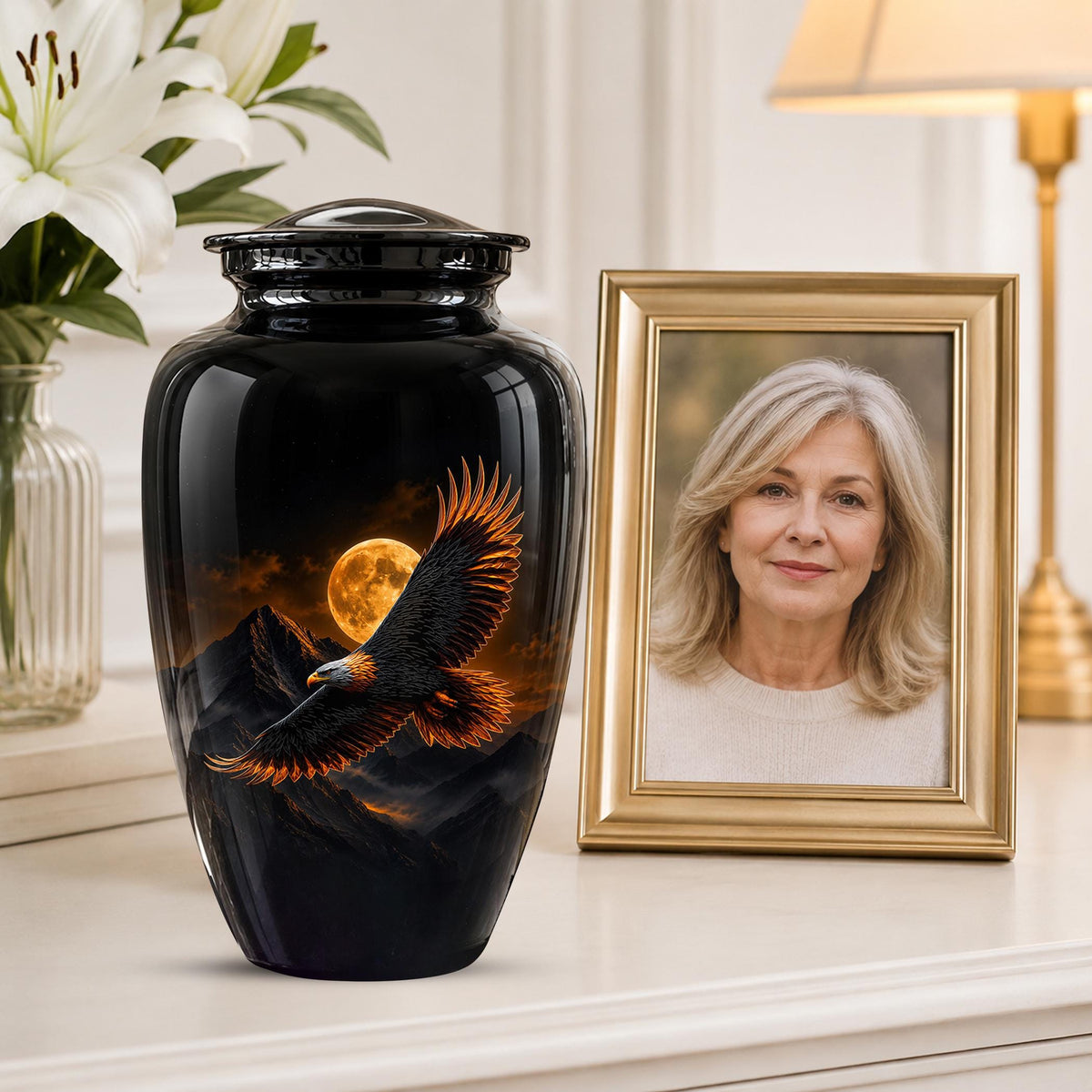 Eagle Cremation Urn for Ashes - Black Bald Eagle Memorial Urn