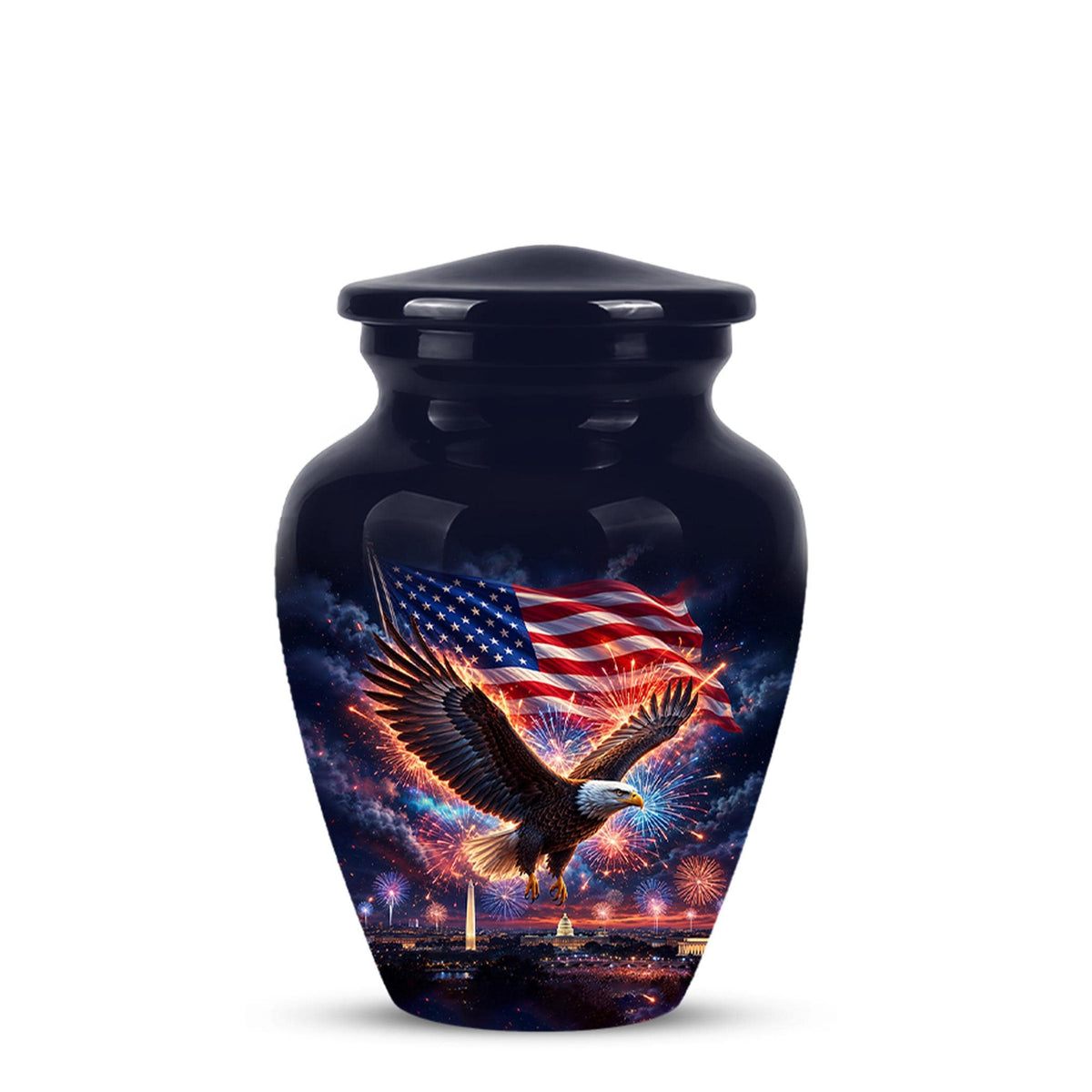 American Flag Eagle Cremation Urn for Ashes - Patriotic Bald Eagle Memorial Urn