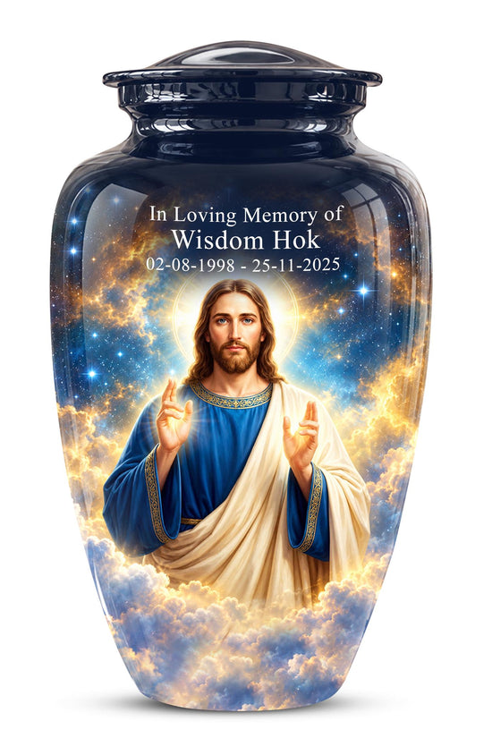 Personalized Jesus Cremation Urn - Christian Memorial Ashes (200 Cubic)