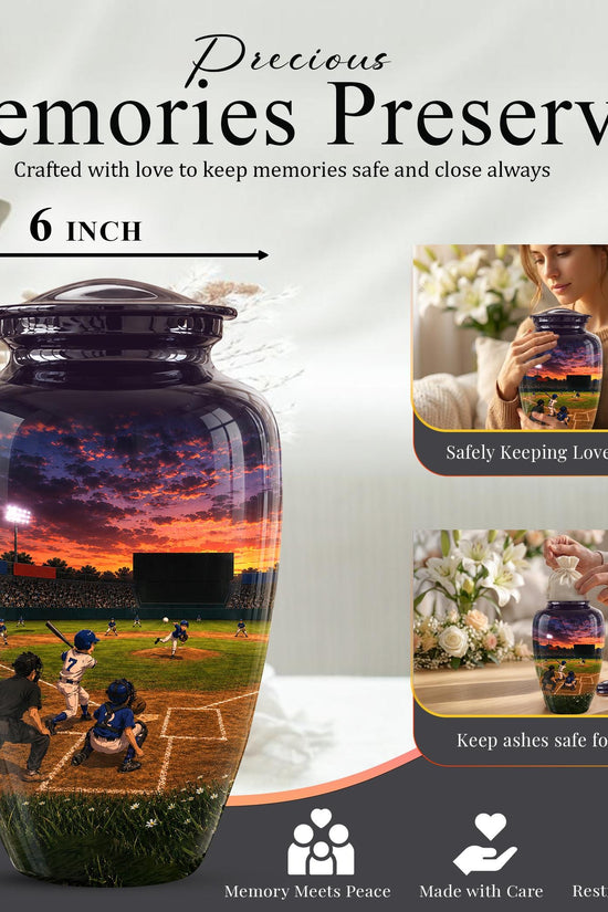 Baseball Cremation Urn for Ashes - Youth Baseball Team Memorial Urn