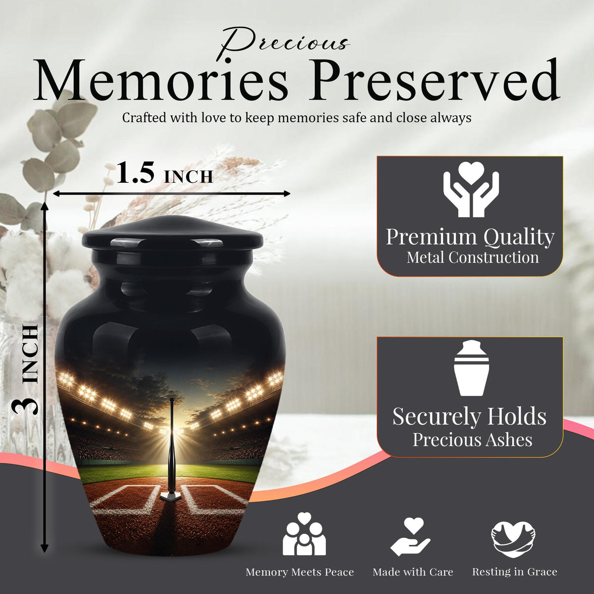 Personalized Baseball Stadium Cremation Urn - Memorial Keepsake for Adults