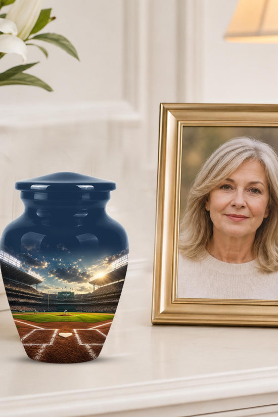 Baseball Stadium Cremation Urn for Ashes - Baseball Field Memorial Urn