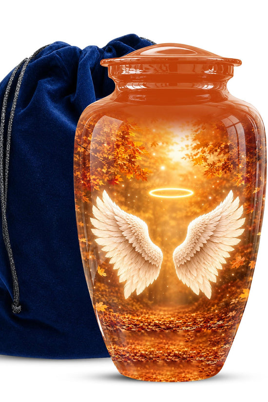 Personalized Angel Wings Cremation Urn - Autumn Heaven Keepsake Ashes Memorial
