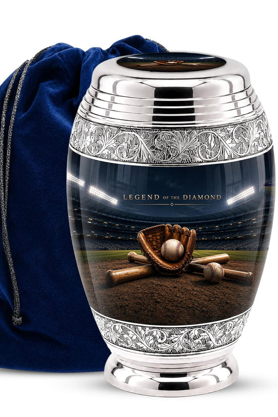 Baseball Cremation Urn for Ashes - Baseball Glove and Bat Memorial Urn