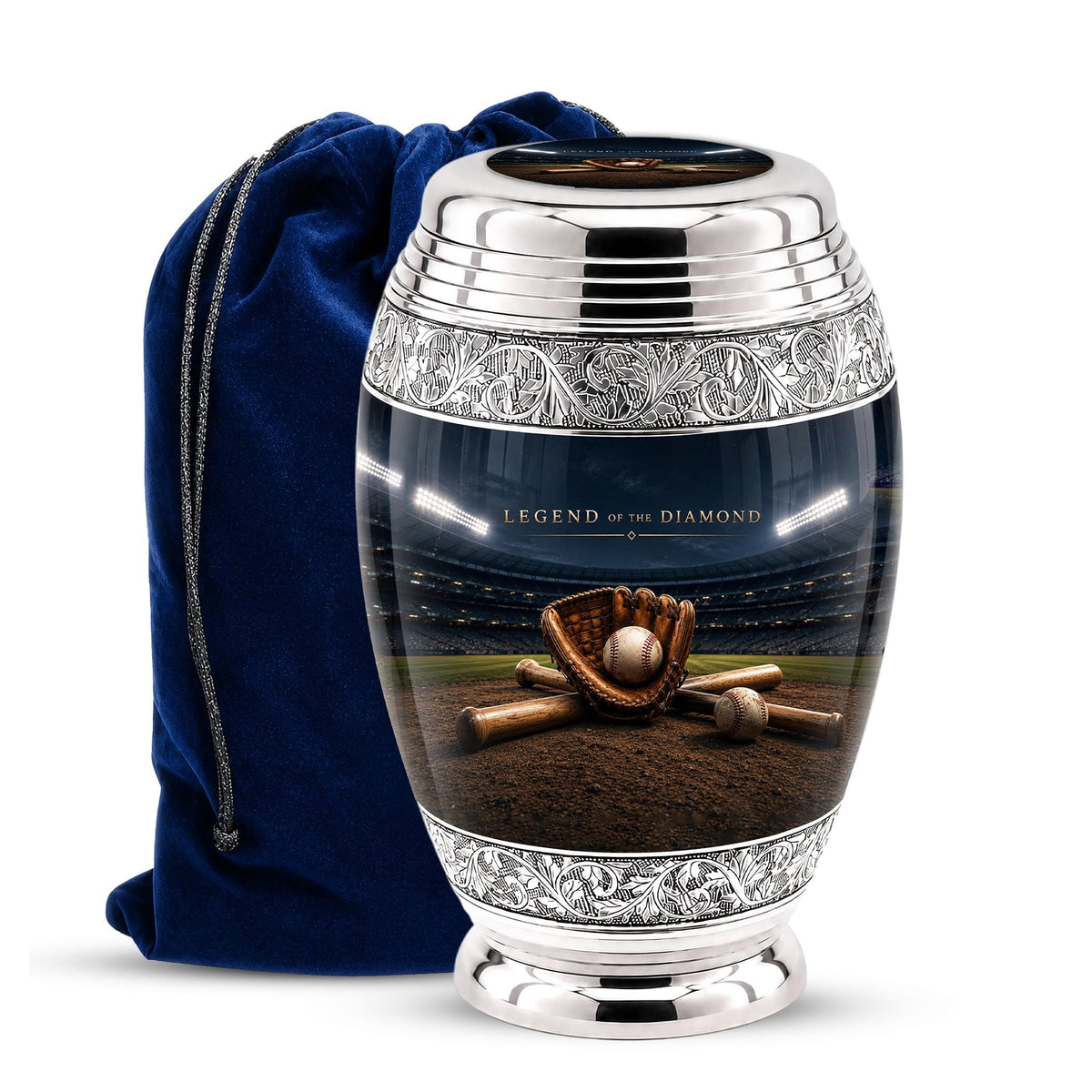 Baseball Cremation Urn for Ashes - Baseball Glove and Bat Memorial Urn