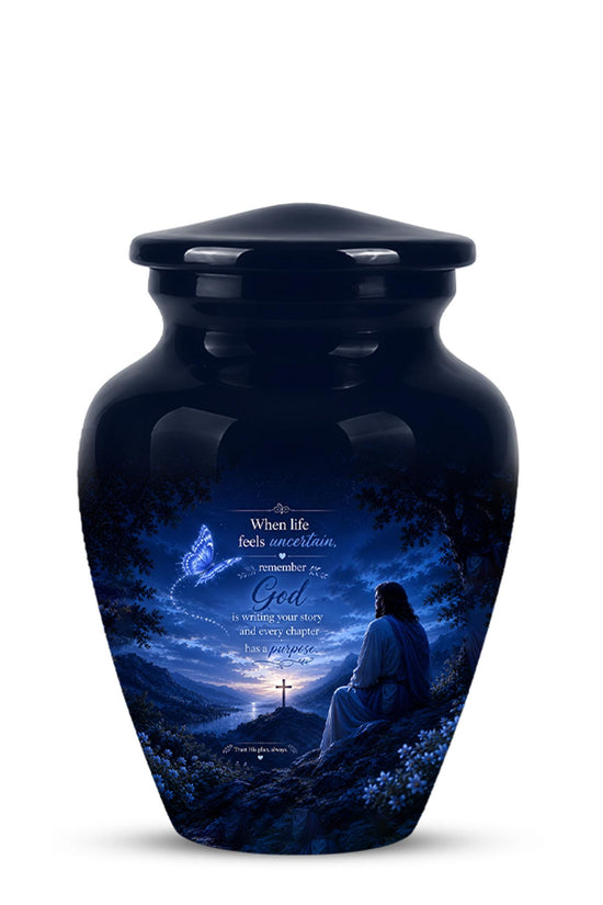Personalized Jesus Cremation Urn for Ashes, Christian Memorial Urn - In Loving Memory Religious Tribute