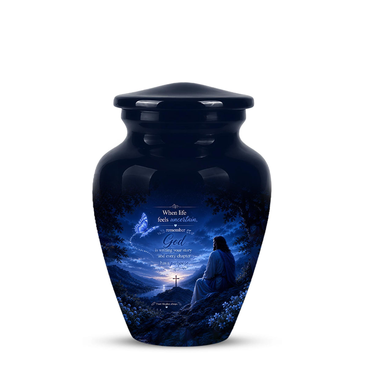 Personalized Jesus Cremation Urn for Ashes, Christian Memorial Urn - In Loving Memory Religious Tribute