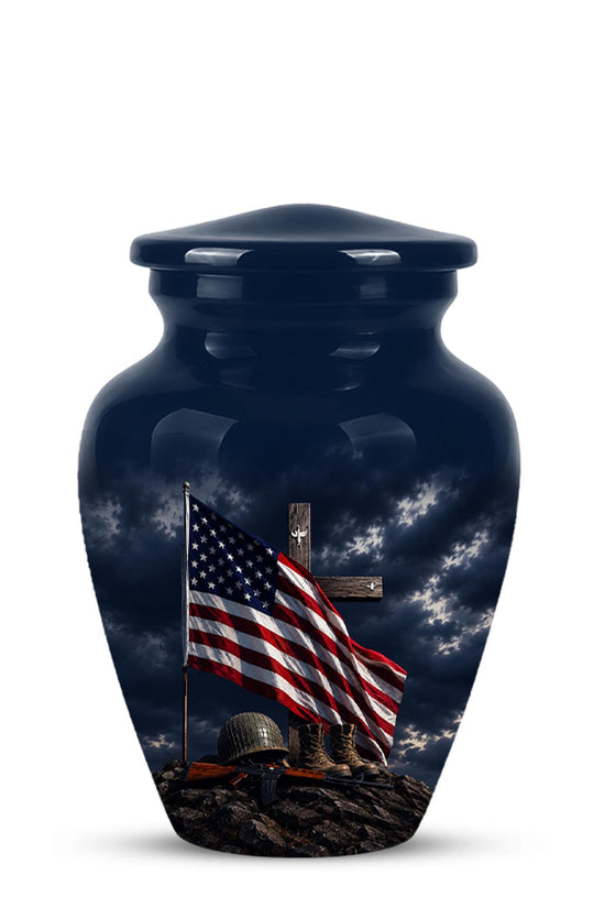 American Flag Military Urn ? Veteran Memorial Cremation Ashes Keepsake