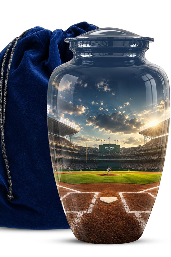 Baseball Stadium Cremation Urn for Ashes - Baseball Field Memorial Urn