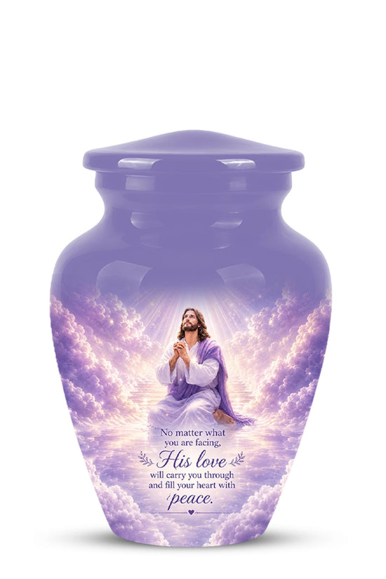 Christian Jesus Urn for Human Ashes, Memorial Keepsake, Religious Funeral Tribute