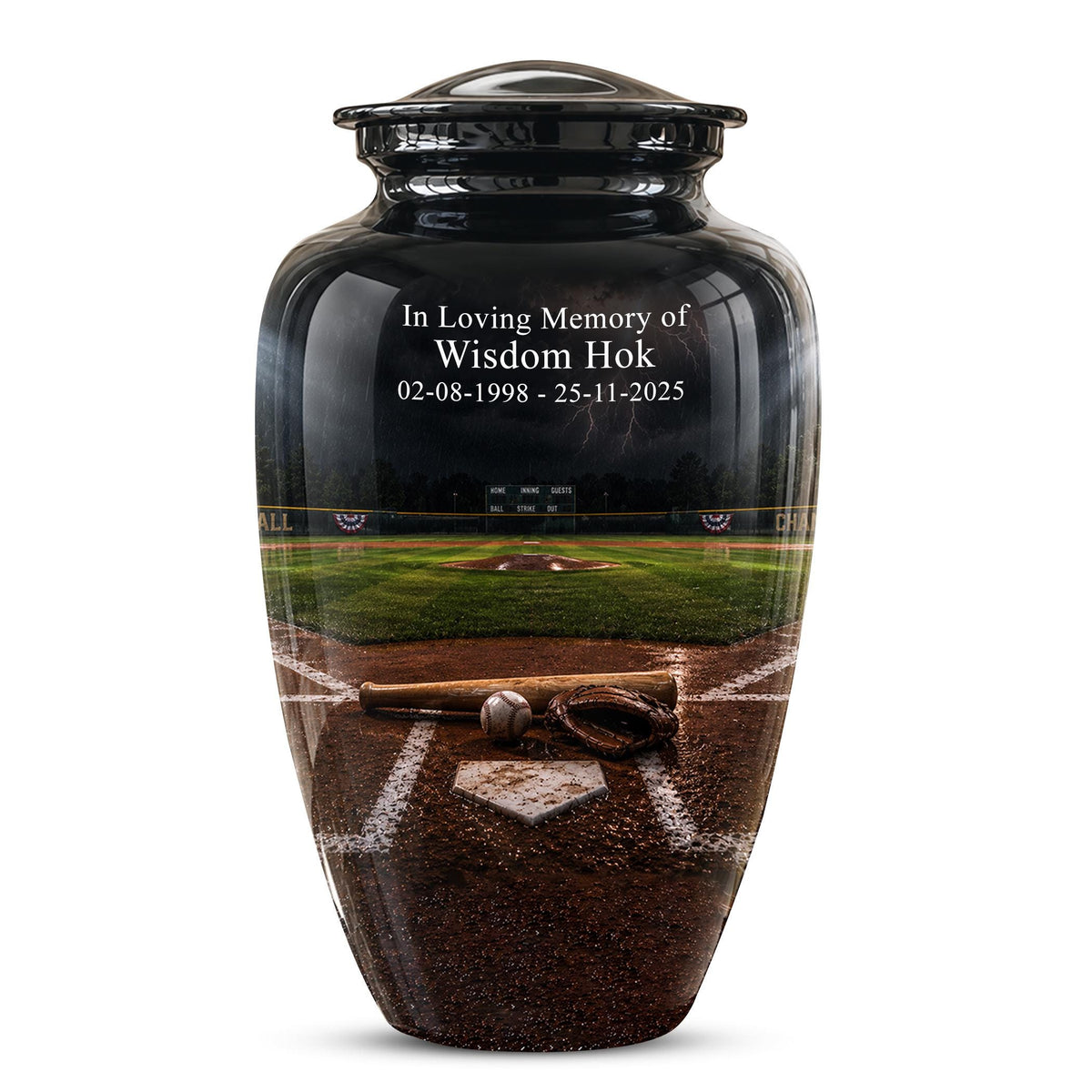 Personalized Baseball Cremation Urn - Adult Memorial Keepsake Urn
