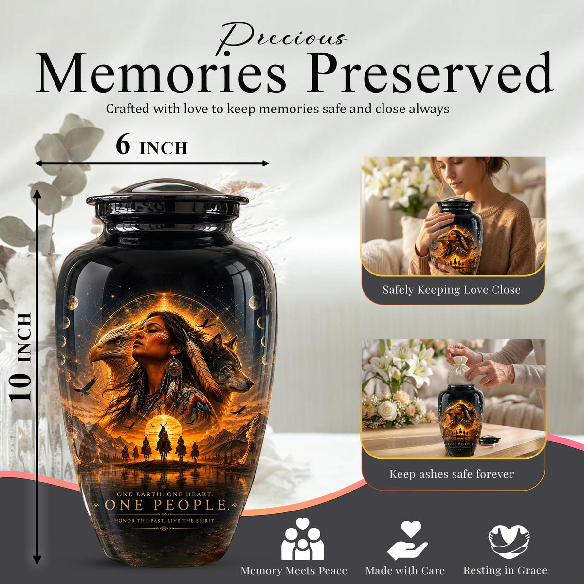 Personalized Urns for Human Ashes - Decorative Cremation Urn for Adults